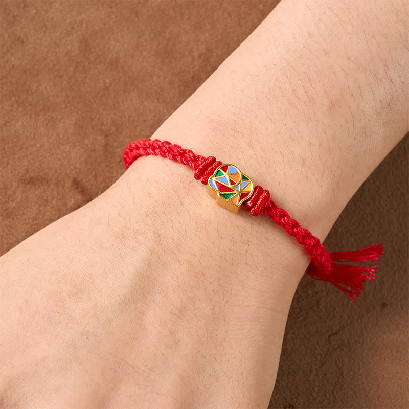 Buddha Stones Pulsera ajustable de equilibrio de cuerda roja con elefante del Tíbet - image 3