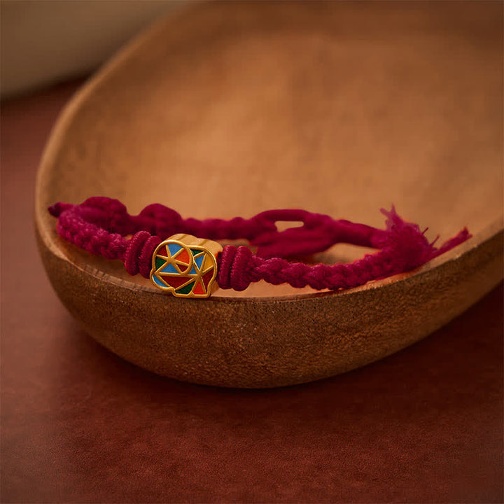 Buddha Stones Pulsera ajustable de equilibrio de cuerda roja con elefante del Tíbet - Rojo oscuro (circunferencia de la muñeca: 14-17 cm) - image 9