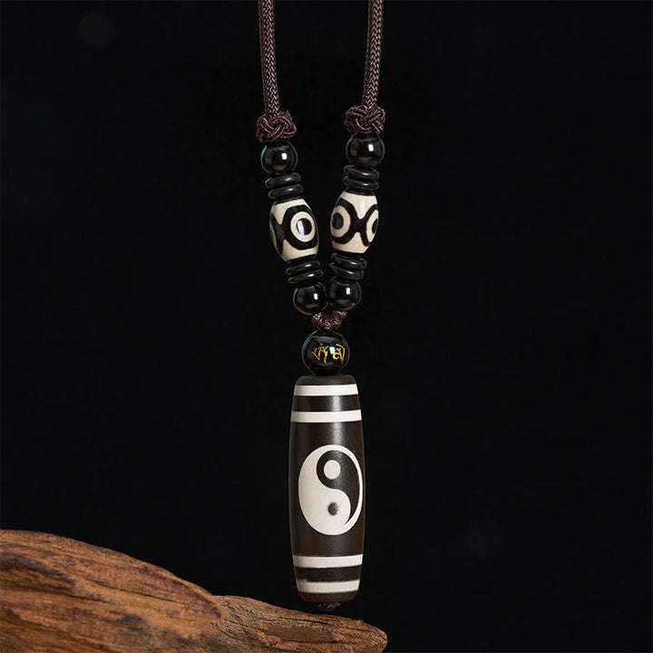 Buddha Stones Collar de equilibrio Yin Yang de ónix negro - image 2