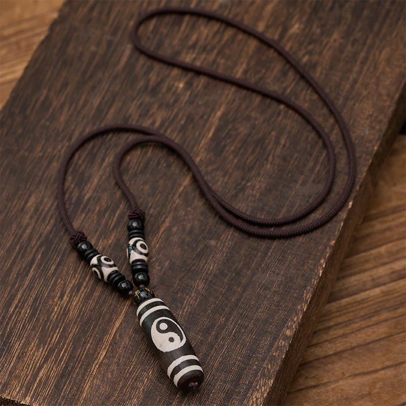 Buddha Stones Collar de equilibrio Yin Yang de ónix negro - image 4