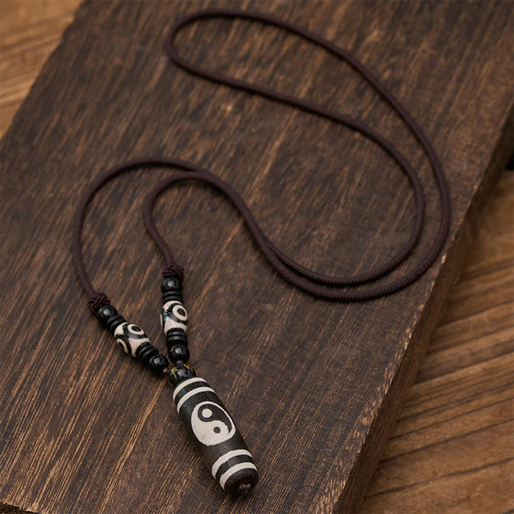 Buddha Stones Collar de equilibrio Yin Yang de ónix negro - image 4