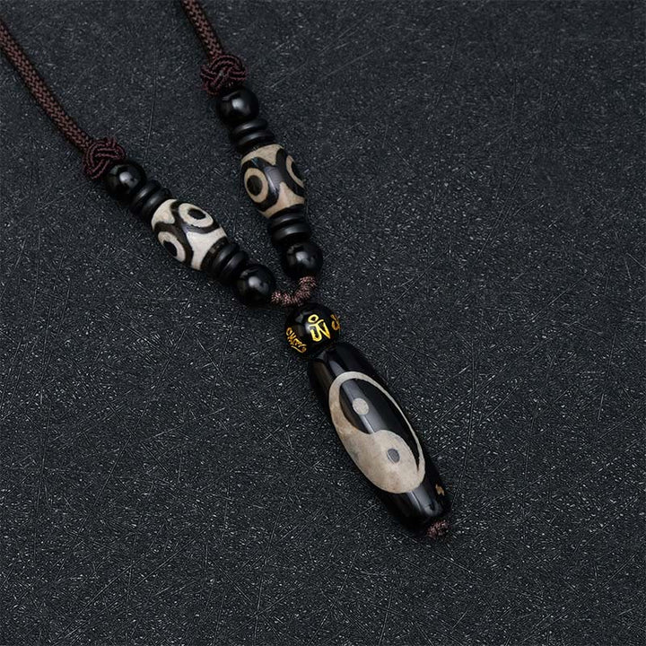 Buddha Stones Collar de cuerda con diseño de armonía Yin Yang y ónix negro - image 2