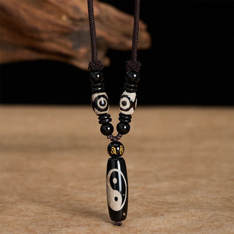 Buddha Stones Collar de cuerda con diseño de armonía Yin Yang y ónix negro - Yin Yang (Equilibrio ♥ Armonía) - image 0