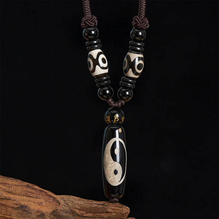 Buddha Stones Collar de cuerda con diseño de armonía Yin Yang y ónix negro - image 3