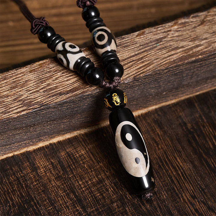 Buddha Stones Collar de cuerda con diseño de armonía Yin Yang y ónix negro - image 4