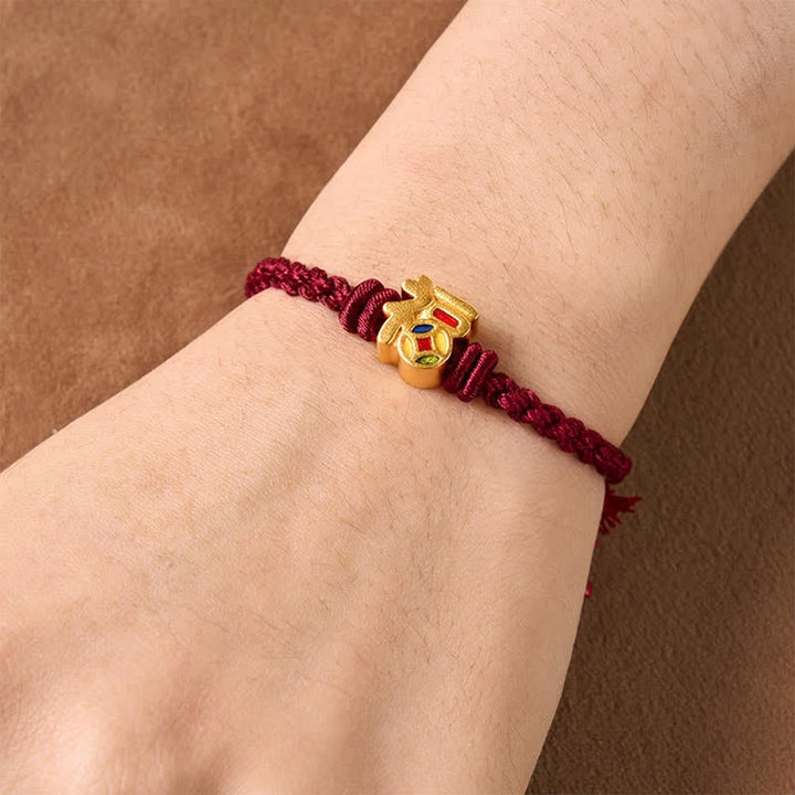 Buddha Stones Pulsera ajustable de equilibrio de cuerda roja con personaje Fu, Tíbet - image 10