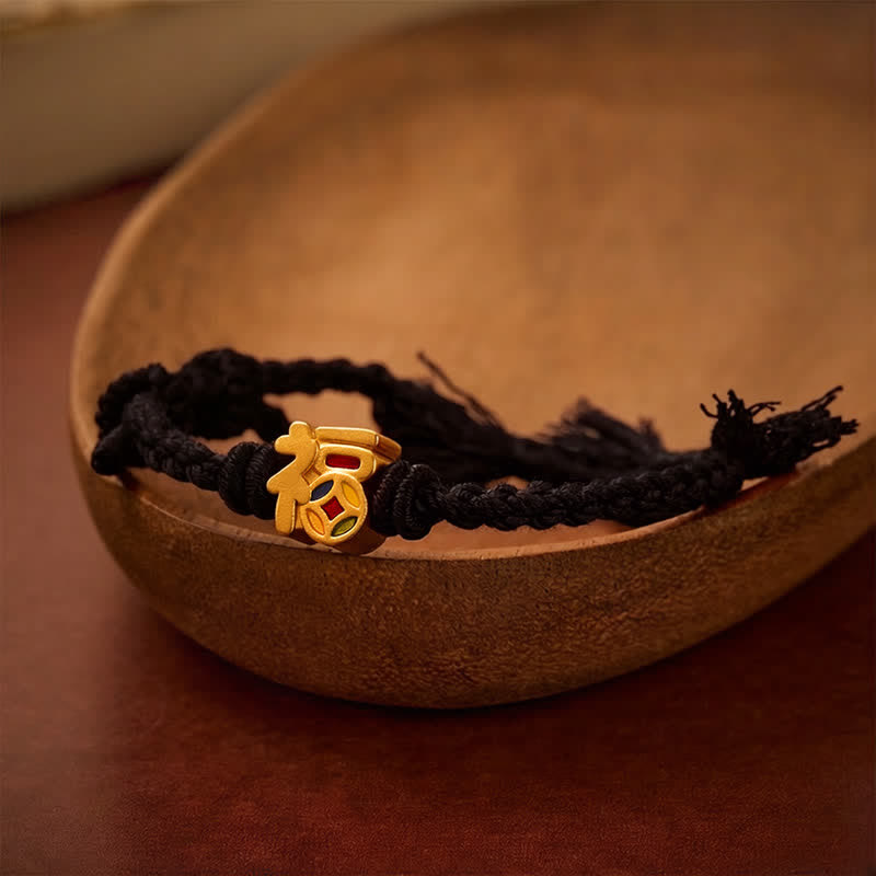 Buddha Stones Pulsera ajustable de equilibrio de cuerda roja con personaje Fu, Tíbet - Negro (Circunferencia de la muñeca: 5,5–6,7 pulgadas/14–17 cm) - image 11