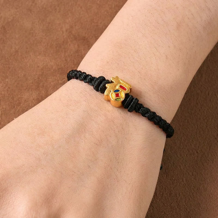 Buddha Stones Pulsera ajustable de equilibrio de cuerda roja con personaje Fu, Tíbet - image 12
