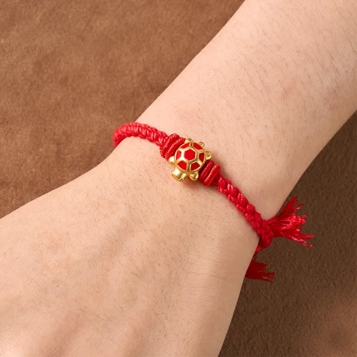 Buddha Stones Pulsera ajustable Longevity Turtle Red String Balance Tibet - image 3