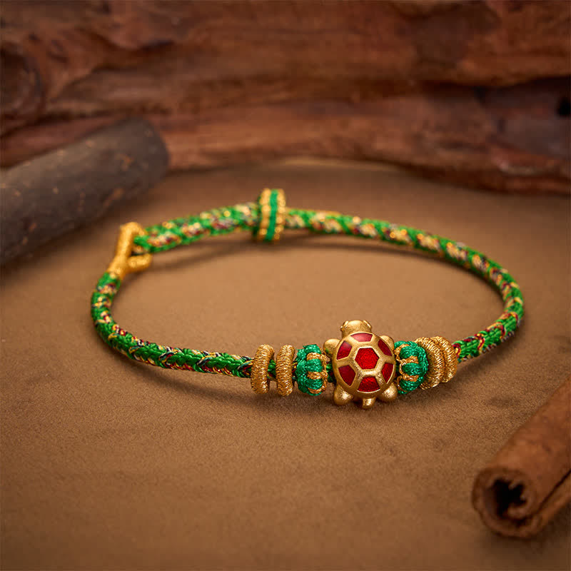 Buddha Stones Pulsera ajustable de protección contra tortugas, tejida a mano con hilo de cinco colores para mayor longevidad. - image 1