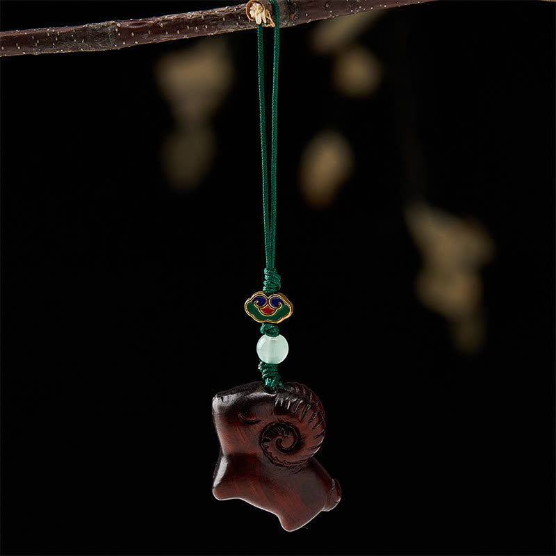 Buddha Stones Llaveros con forma de cabra tallados a mano en madera de sándalo - image 16