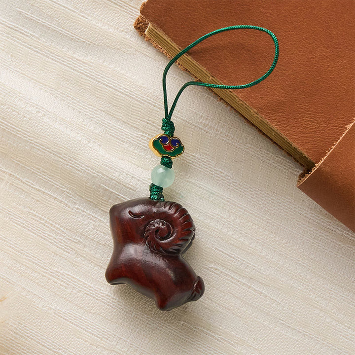 Buddha Stones Llaveros con forma de cabra tallados a mano en madera de sándalo - image 18