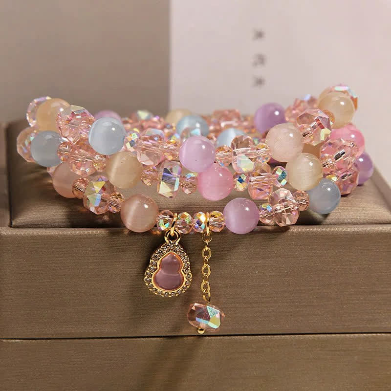 Buddha Stones Pulsera multicolor de cuentas de calabaza ojo de gato con forma de corazón - image 1