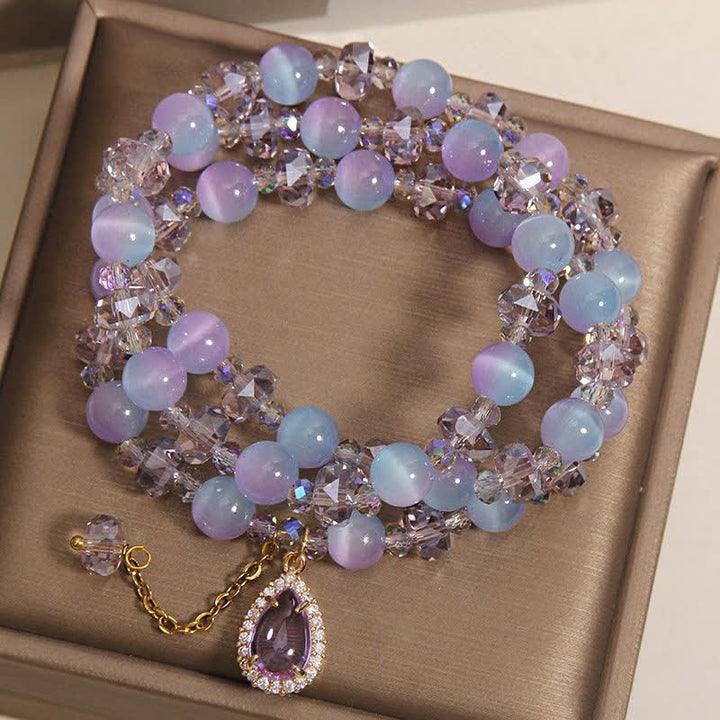 Buddha Stones Pulsera de soporte en capas con cristal ojo de gato degradado azul - image 8