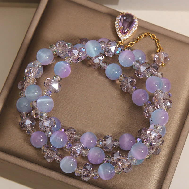 Buddha Stones Pulsera de soporte en capas con cristal ojo de gato degradado azul - image 7