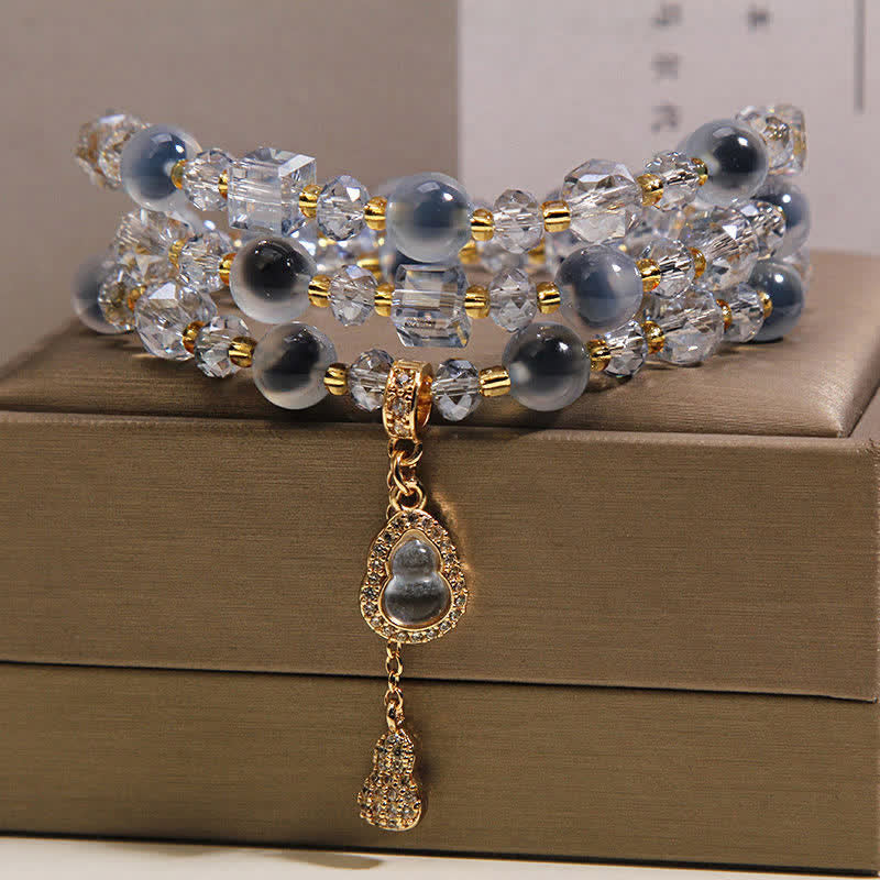 Buddha Stones Pulsera Harmony de triple vuelta con dije de calabaza de ágata de caramelo - image 1
