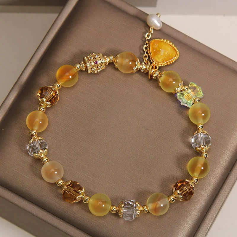 Buddha Stones Pulsera de cuentas de ágata amarilla con diseño de Buda y la esperanza - image 8