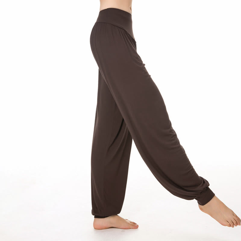 Pantalones harem holgados de modal con Buddha Stones y color liso para yoga y baile. - image 20