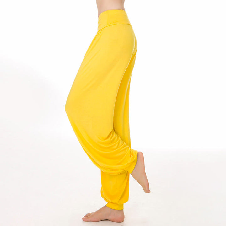 Pantalones harem holgados de modal con Buddha Stones y color liso para yoga y baile. - Amarillo - US12, UK/AU16, EU44 (3XL) - image 27