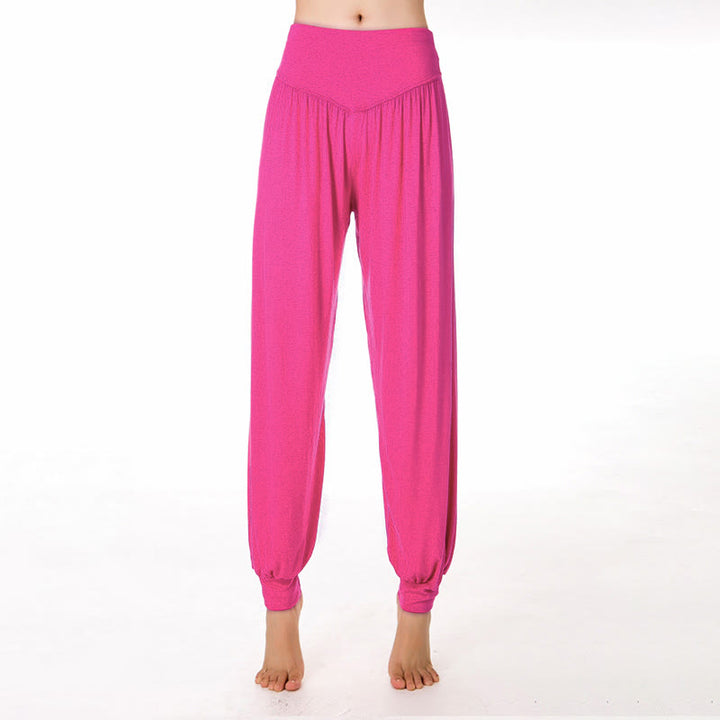 Pantalones harem holgados de modal con Buddha Stones y color liso para yoga y baile. - Rosa intenso - US12, UK/AU16, EU44 (3XL) - image 22