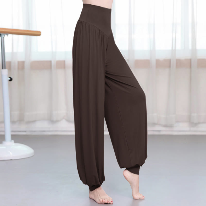 Pantalones harem holgados de modal con Buddha Stones y color liso para yoga y baile. - Tierra de siena - US12, UK/AU16, EU44 (3XL) - image 19