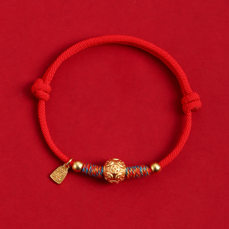 Buddha Stones Pulsera de protección tejida a mano con hilo rojo de plata de ley 999 - image 2
