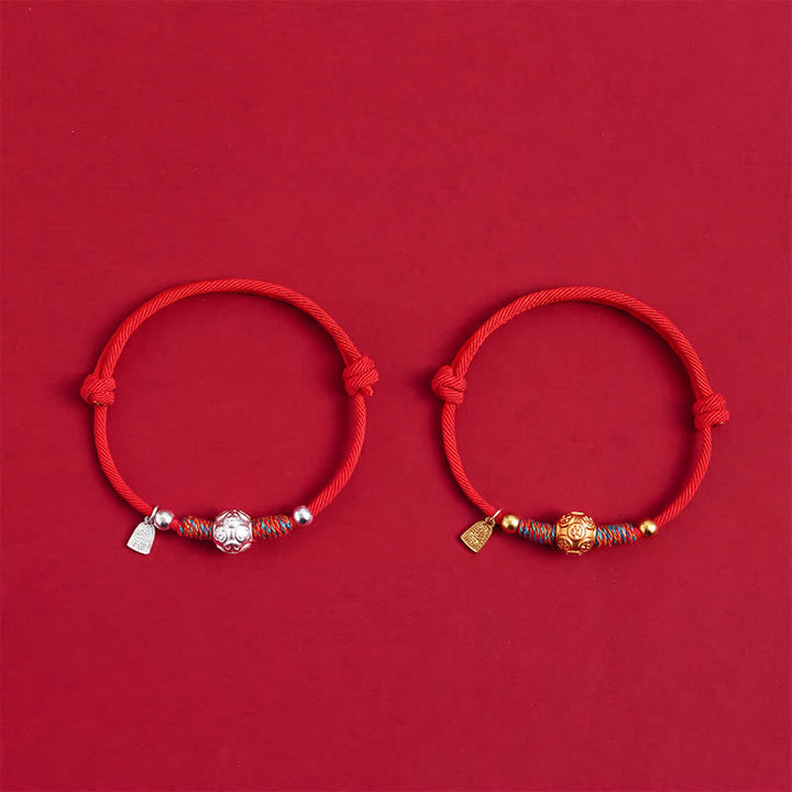 Buddha Stones Pulsera de protección tejida a mano con hilo rojo de plata de ley 999 - image 11