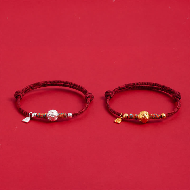 Buddha Stones Pulsera de protección tejida a mano con hilo rojo de plata de ley 999 - image 14