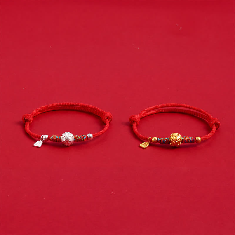 Buddha Stones Pulsera de protección tejida a mano con hilo rojo de plata de ley 999 - image 10