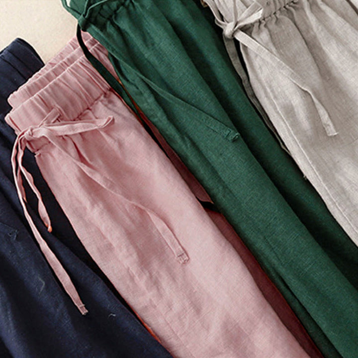 Pantalones capri anchos de pierna ancha con cintura elástica y bolsillos para mujer, con estampado de Buddha Stones. - image 28