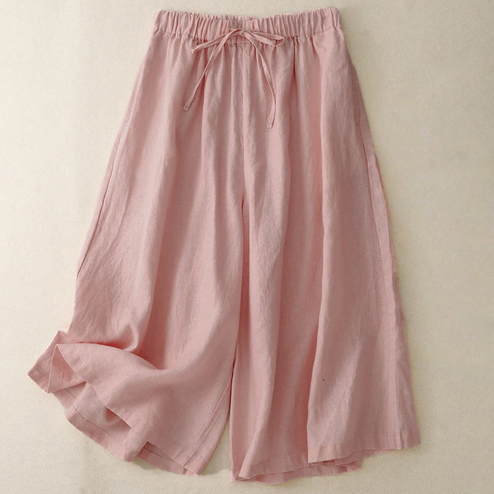 Pantalones capri anchos de pierna ancha con cintura elástica y bolsillos para mujer, con estampado de Buddha Stones. - rosa claro - US14, UK/AU18, EU46 (3XL) - image 6
