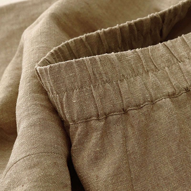 Pantalones casuales lisos de mujer con cintura elástica y pernera ancha, con bolsillos , Buddha Stones. - image 8