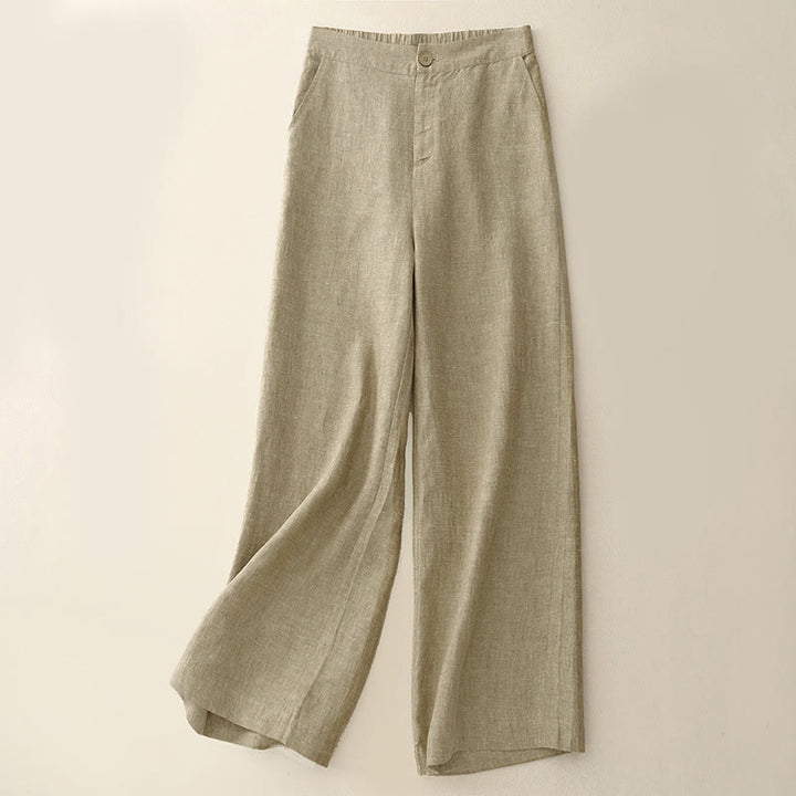 Pantalones casuales lisos de mujer con cintura elástica y pernera ancha, con bolsillos , Buddha Stones. - Trigo - US8-10，UK/AU12-14，EU40-42 (2XL) - image 5