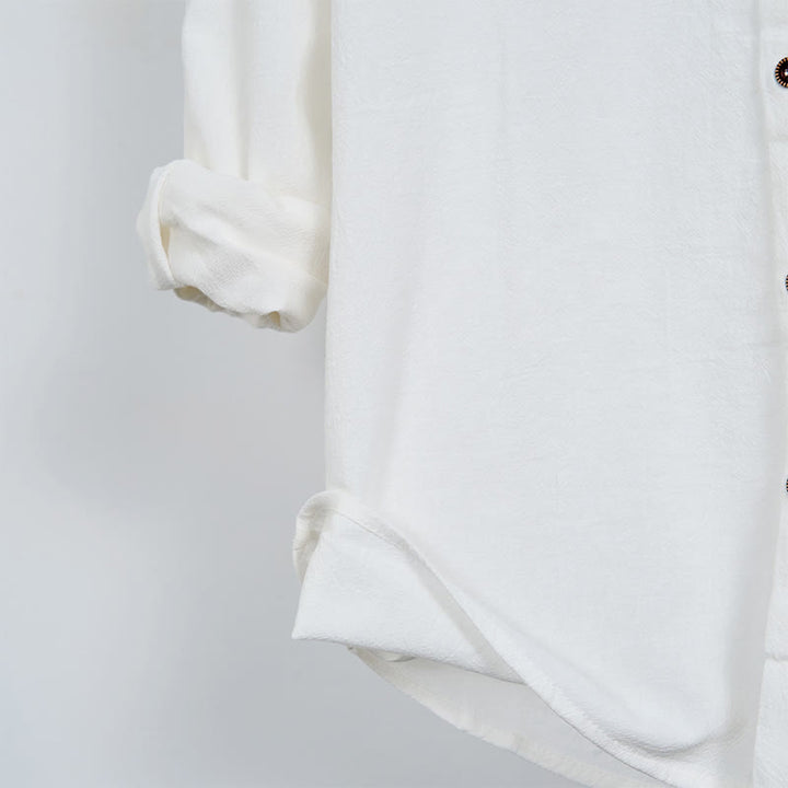 Camisa de hombre de manga larga con capucha, cordón ajustable y botones, color liso, con estampado de Buddha Stones. - image 8