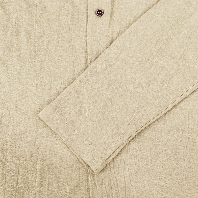 Camisa de hombre de manga larga con capucha, cordón ajustable y botones, color liso, con estampado de Buddha Stones. - image 16