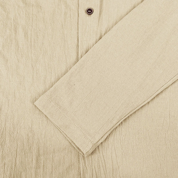 Camisa de hombre de manga larga con capucha, cordón ajustable y botones, color liso, con estampado de Buddha Stones. - image 16