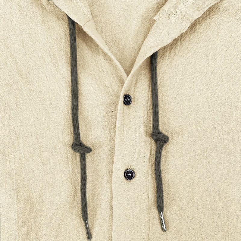 Camisa de hombre de manga larga con capucha, cordón ajustable y botones, color liso, con estampado de Buddha Stones. - image 15