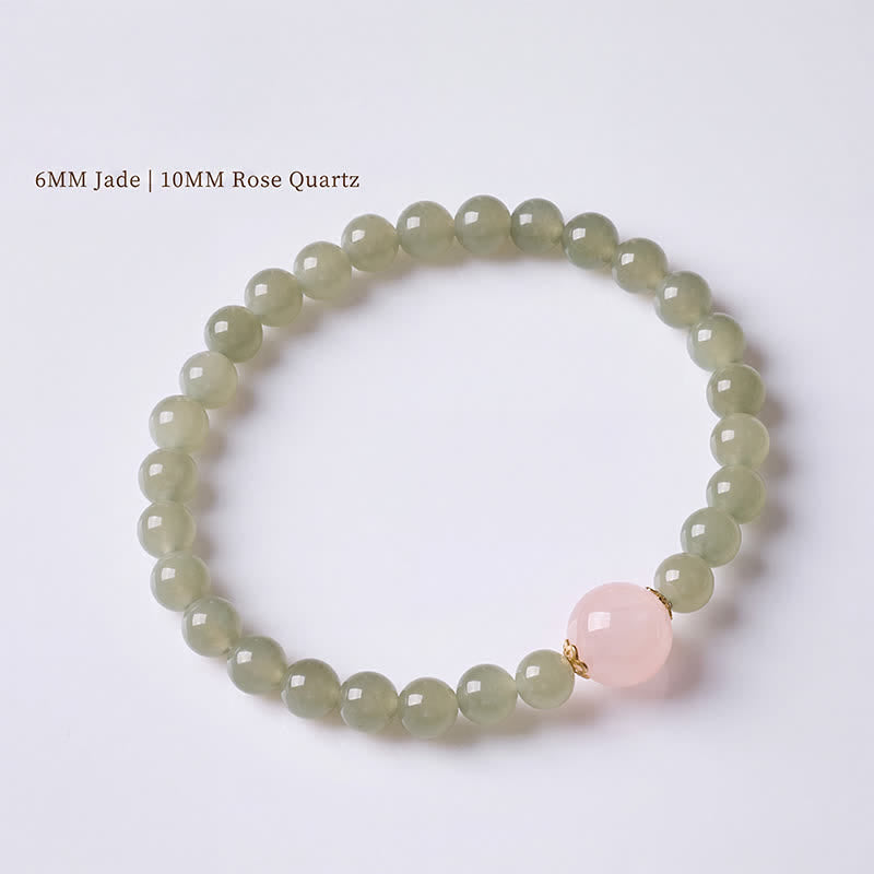 Buddha Stones Pulsera de estilo chino nuevo con cuarzo rosa jade Harmony - image 2