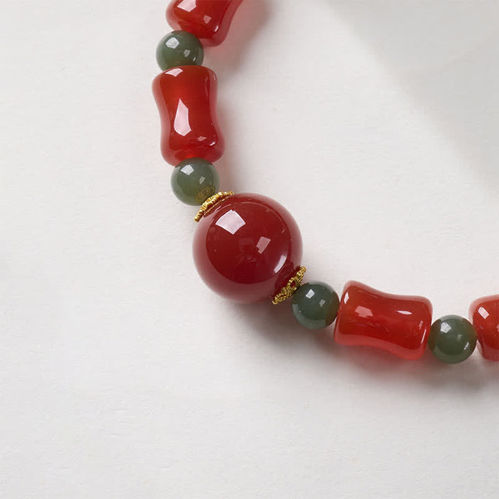 Buddha Stones Nueva pulsera china de ágata roja con diseño de bambú para el crecimiento - image 3