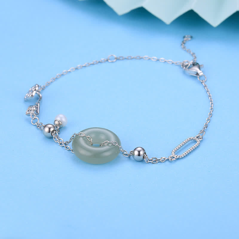 Buddha Stones Hebilla de la paz de jade Hetian, pulsera de plata de ley 925, pulsera de la suerte - image 3