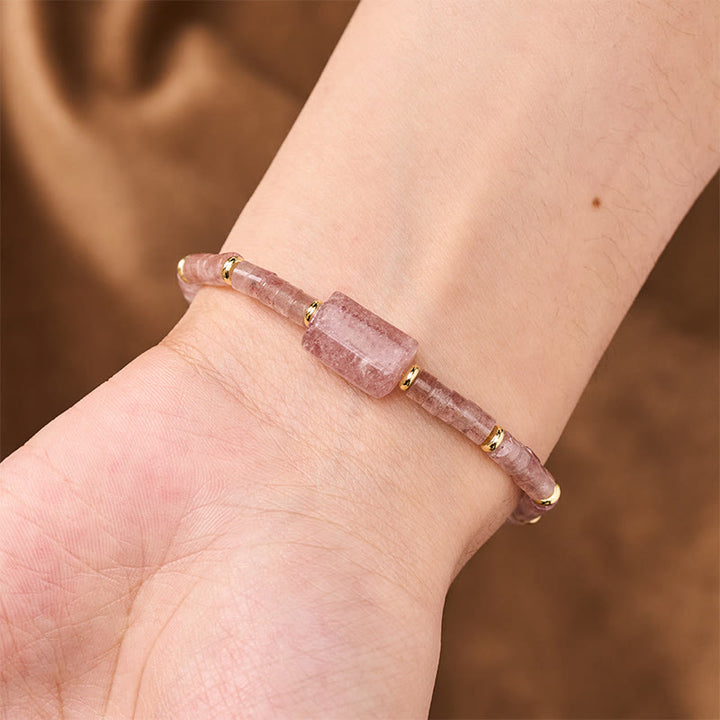 Buddha Stones Pulsera con detalles de cilindro facetado de amatista, amazonita, cuarzo fresa y sodalita. - image 10