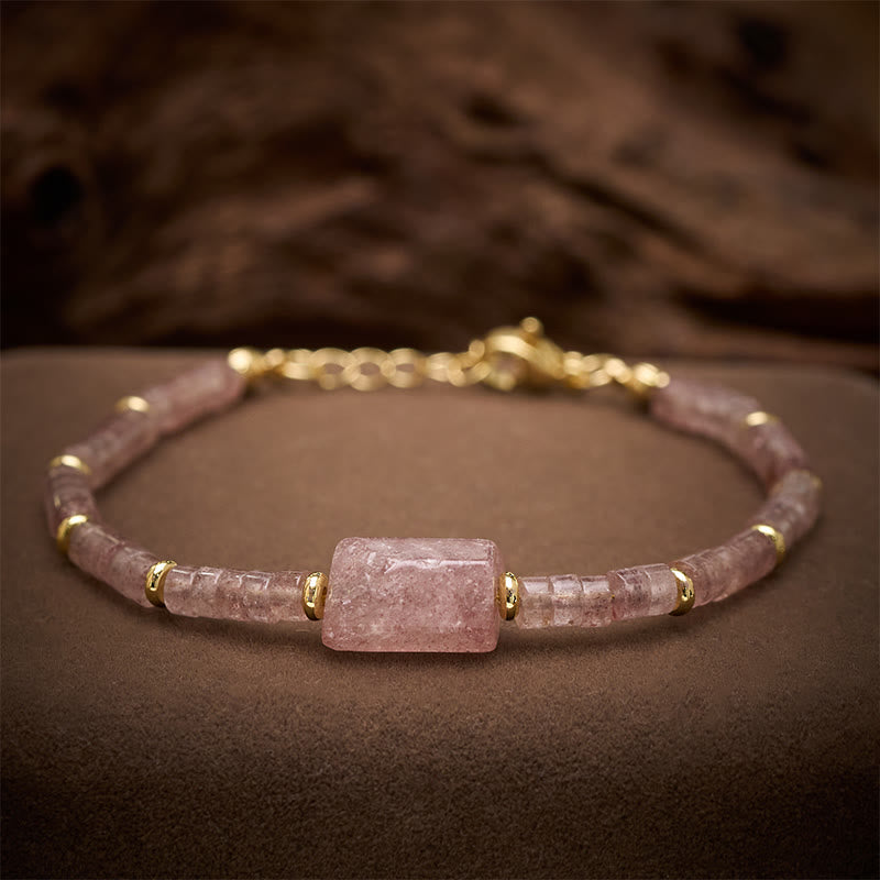Buddha Stones Pulsera con detalles de cilindro facetado de amatista, amazonita, cuarzo fresa y sodalita. - Cuarzo fresa (circunferencia de la muñeca: 15-18 cm) - image 8