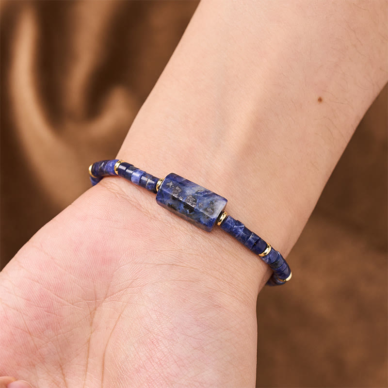 Buddha Stones Pulsera con detalles de cilindro facetado de amatista, amazonita, cuarzo fresa y sodalita. - image 14
