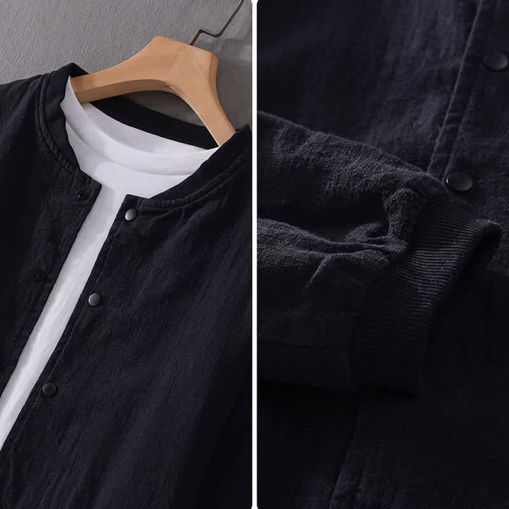 Buddha Stones Chaqueta informal minimalista de primavera para hombre, con botones y bolsillos. - image 11