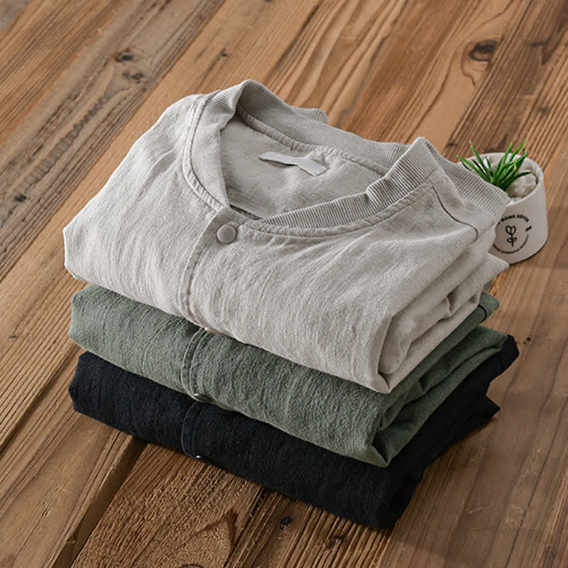 Buddha Stones Chaqueta informal minimalista de primavera para hombre, con botones y bolsillos. - image 20