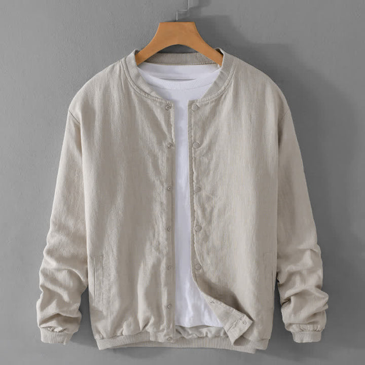 Buddha Stones Chaqueta informal minimalista de primavera para hombre, con botones y bolsillos. - Beige - US/UK/AU42, EU52 (3XL) - image 0