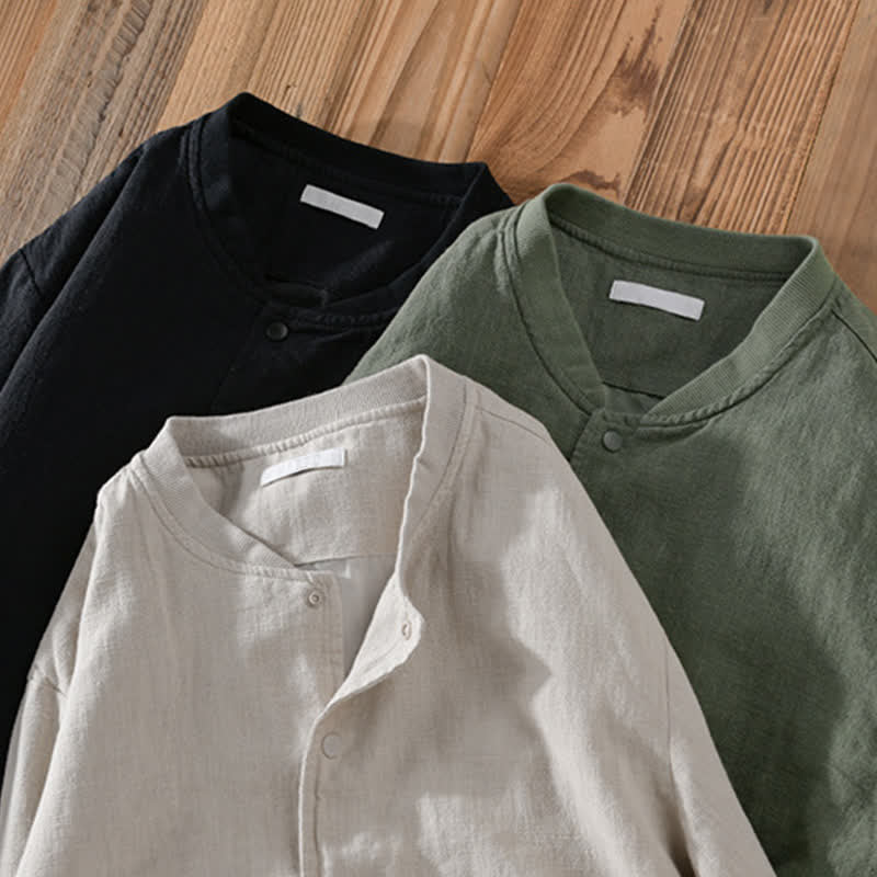 Buddha Stones Chaqueta informal minimalista de primavera para hombre, con botones y bolsillos. - image 21
