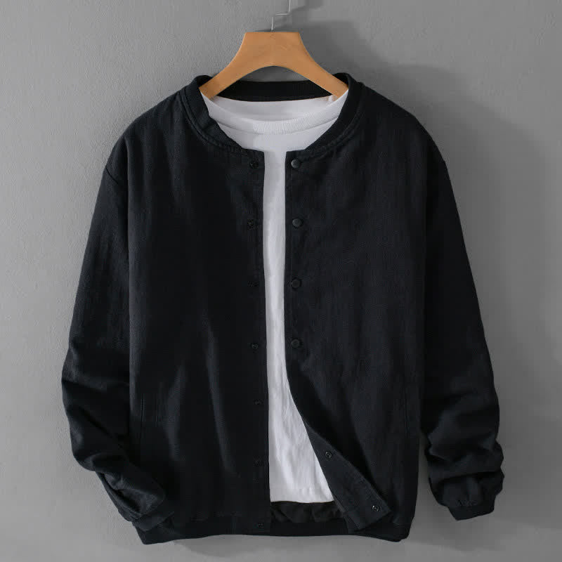 Buddha Stones Chaqueta informal minimalista de primavera para hombre, con botones y bolsillos. - Negro - US/UK/AU42, EU52 (3XL) - image 8