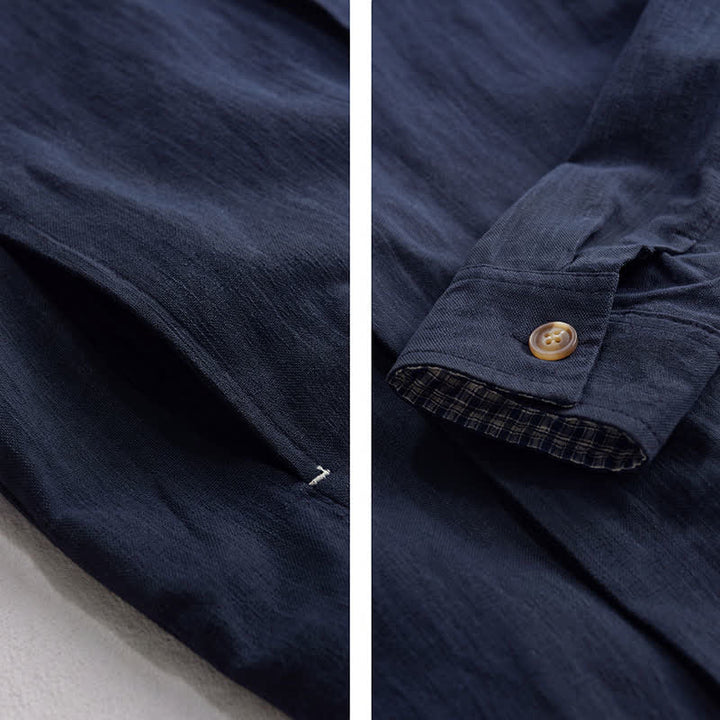 Buddha Stones Chaqueta de lino lisa para hombre, estilo vintage, con botones y bolsillos, ideal para otoño. - image 12