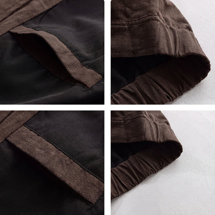 Buddha Stones Chaqueta de lino lisa para hombre, estilo vintage, con botones y bolsillos, ideal para otoño. - image 7